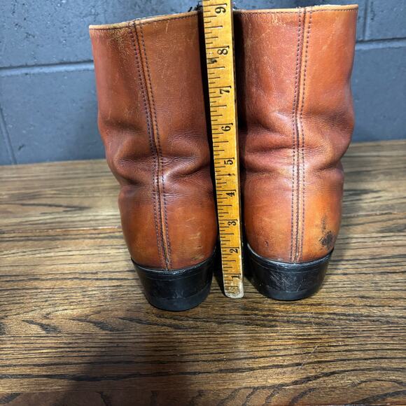 Vintage Acme Men’s 11.5D Brown Leather Zip Western Ankle Boots Made In USA - Picture 4 of 9